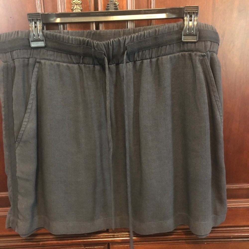 Blue-gray cotton drawstring skirt